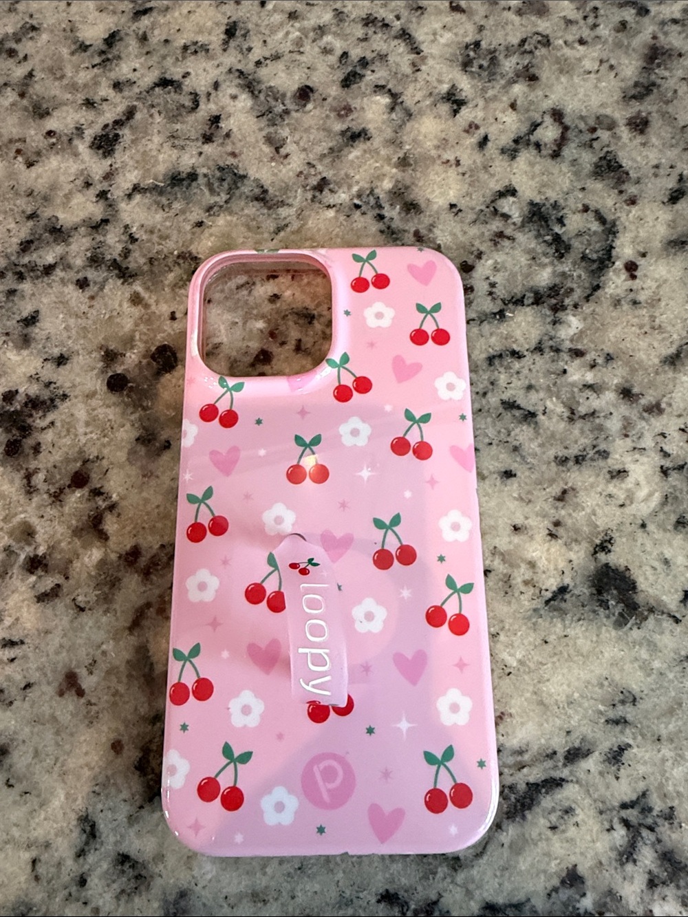 Loopy Case Pink Cherry & Heart Pattern Phone Case